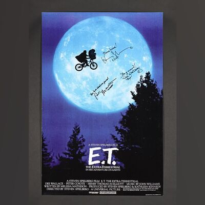 Lot #94 - E.T. THE EXTRA-TERRESTRIAL (1982) - Henry Thomas, Dee Wallace and Robert MacNaughton Autographed and Annotated Poster
