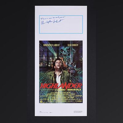 Lot #153 - HIGHLANDER (1986) - Christopher Lambert Autographed Italian Locandina, 1986