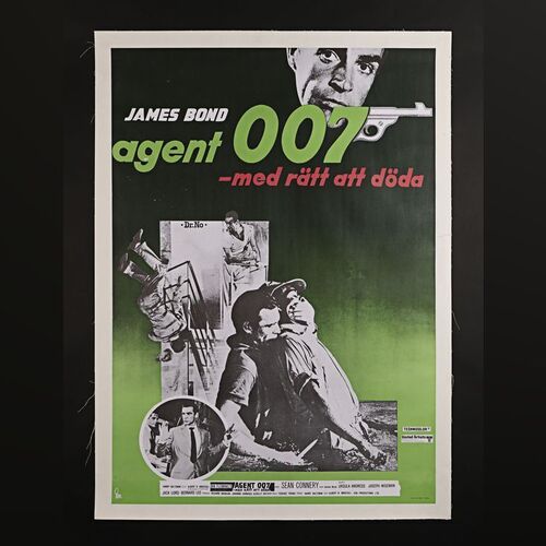 Lot #174 - JAMES BOND: DR. NO (1962) - Swedish One-Sheet - Linen-Backed, circa 1970s