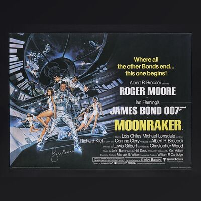Lot #207 - JAMES BOND: MOONRAKER (1979) - Roger Moore Autographed UK Quad, 1979