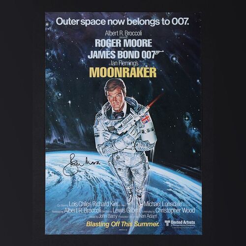 Lot #208 - JAMES BOND: MOONRAKER (1979) - Roger Moore Autographed Mini Poster