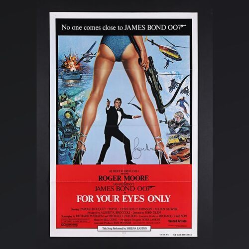 Lot #209 - JAMES BOND: FOR YOUR EYES ONLY (1981) - Roger Moore Autographed US "International" One-Sheet, 1981