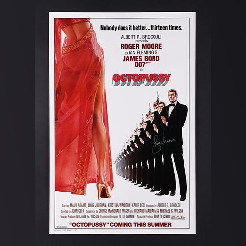 Lot #211 - JAMES BOND: OCTOPUSSY (1983) - Roger Moore Autographed US One-Sheet - Advance, 1983