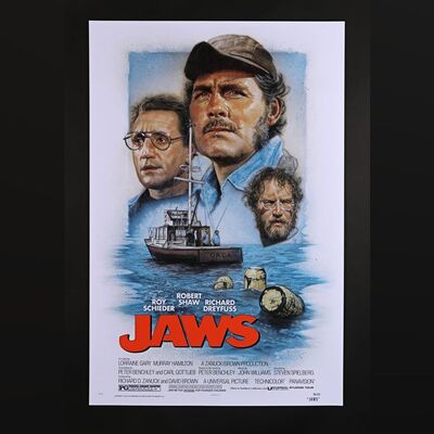 Lot #241 - JAWS (1975) - Hand-Numbered Limited Edition Red Title Variant Print by Ethan Pro, 2022