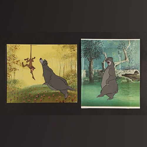 Lot #246 - THE JUNGLE BOOK (1967) - Two Original Hand-Painted Baloo Animation Cels, 1967