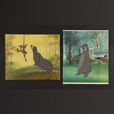 Lot #246 - THE JUNGLE BOOK (1967) - Two Original Hand-Painted Baloo Animation Cels, 1967