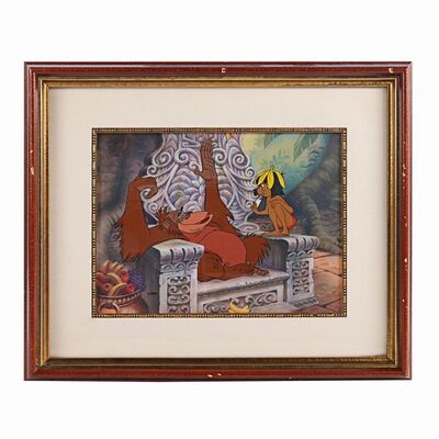 Lot #249 - THE JUNGLE BOOK (1967) - Framed Limited Edition King Louie Feeds Mowgli Hand-Painted Animation Cel, 1992
