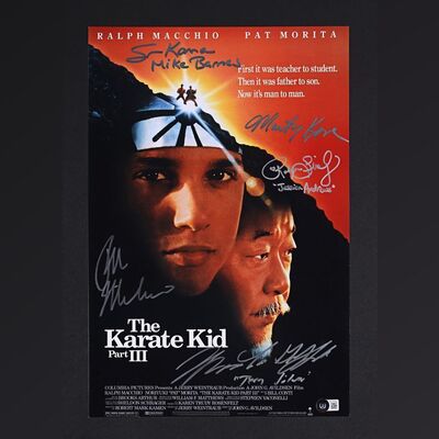 Lot #255 - THE KARATE KID PART III (1989) - Ralph Macchio, Martin Kove, Robyn Lively, Thomas Ian Griffith and Sean Kanan Autographed Mini Poster