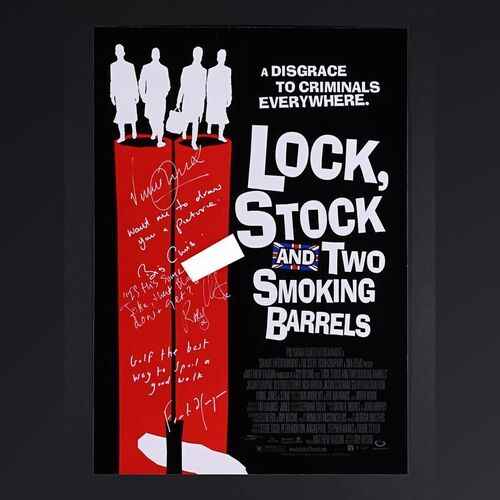 Lot #266 - LOCK, STOCK AND TWO SMOKING BARRELS (1998) - Vinnie Jones, Vas Blackwood and Frank Harper Autographed Poster