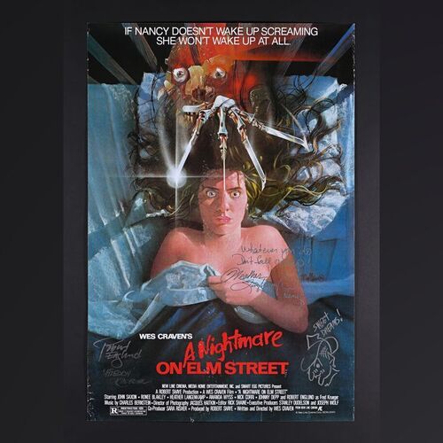 Lot #276 - A NIGHTMARE ON ELM STREET (1984) - Robert Englund and Heather Langenkamp Autographed US One-Sheet, 1984
