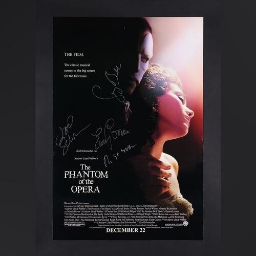 Lot #288 - THE PHANTOM OF THE OPERA (2004) - Andrew Lloyd Webber, Gerard Butler, Joel Schumacher and Emmy Rossum Autographed One-Sheet, 2004