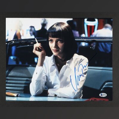 Lot #300 - PULP FICTION (1994) - Two Uma Thurman Autographed Oversized Photos