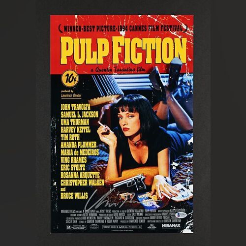 Lot #301 - PULP FICTION (1994) - Uma Thurman Autographed Mini Poster