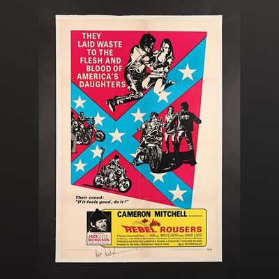 Lot #307 - THE REBEL ROUSERS (1970) - Jack Nicholson Autographed US One-Sheet - Linen-Backed, 1970
