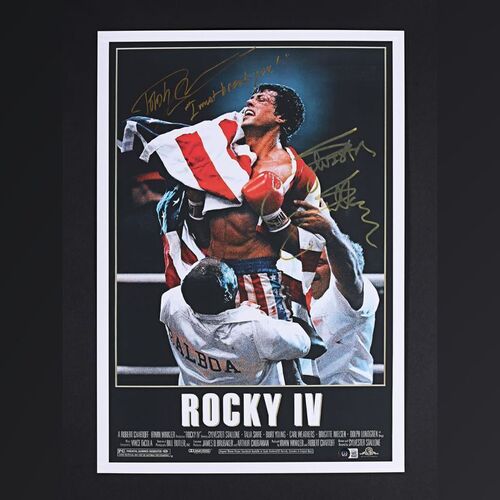 Lot #314 - ROCKY IV (1985) - Sylvester Stallone and Dolph Lundgren Autographed Poster