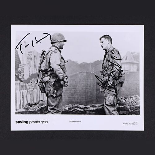 Lot #317 - SAVING PRIVATE RYAN (1998) - Tom Hanks and Matt Damon Autographed Publicity Still, 1998