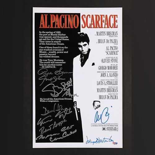 Lot #318 - SCARFACE (1983) - David Frangioni Collection: Al Pacino, Robert Loggia, Steven Bauer, Mark Margolis, Geno Silva, Mary Elizabeth Mastrantonio and Others Autographed Mini Poster