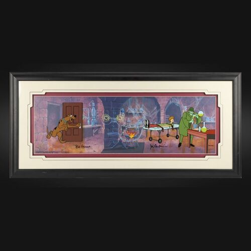 Lot #321 - SCOOBY DOO, WHERE ARE YOU! (T.V. SERIES, 1969-1970) - Framed Limited Edition "Nowhere to Hyde" Hand-Painted Animation Cel Signed by Bill Hanna and Joe Barbera, 1996