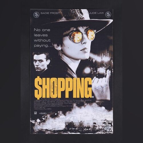 Lot #325 - SHOPPING (1994) - Jude Law, Sadie Frost, Sean Pertwee, Paul W. S. Anderson and Jeremy Bolt Autographed Special Sundance Film Festival Film Poster, 1994