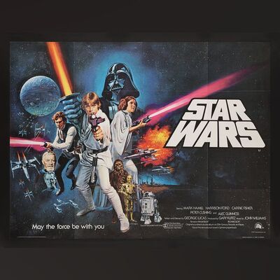 Lot #338 - STAR WARS: A NEW HOPE (1977) - UK Quad (Pre-Oscar Awards Style), 1977