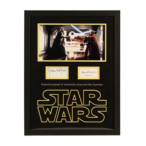 Lot #341 - STAR WARS: A NEW HOPE (1977) - James Earl Jones and Alec Guinness Autographed Framed Display