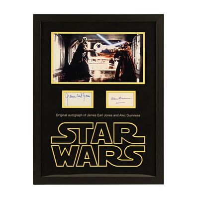 Lot #341 - STAR WARS: A NEW HOPE (1977) - James Earl Jones and Alec Guinness Autographed Framed Display