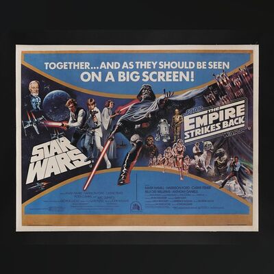 Lot #344 - STAR WARS: A NEW HOPE (1977)/STAR WARS: THE EMPIRE STRIKES BACK (1980) - Double-Bill UK Quad - Linen-Backed, 1982