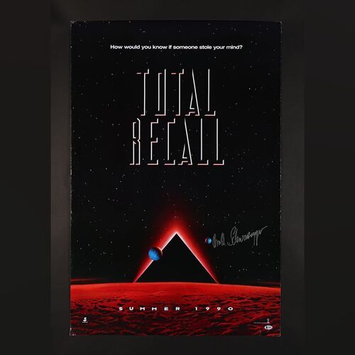 Lot #371 - TOTAL RECALL (1990) - Arnold Schwarzenegger Autographed US Teaser One-Sheet, 1990