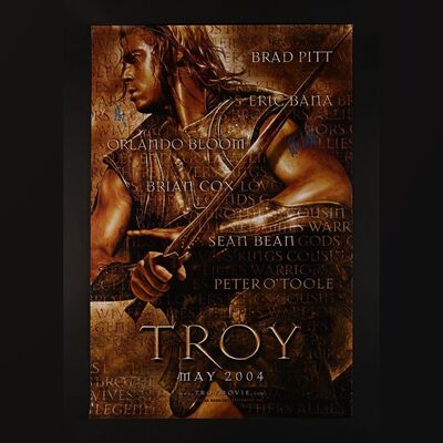 Lot #373 - TROY (2004) - Brad Pitt and Orlando Bloom Autographed One-Sheet, 2004