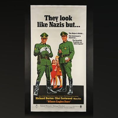 Lot #386 - WHERE EAGLES DARE (1968) - David Frangioni Collection: US Three Sheet - Linen-Backed, 1968