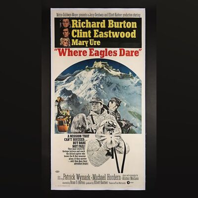 Lot #389 - WHERE EAGLES DARE (1968) - US Three-Sheet - Linen-Backed, 1968