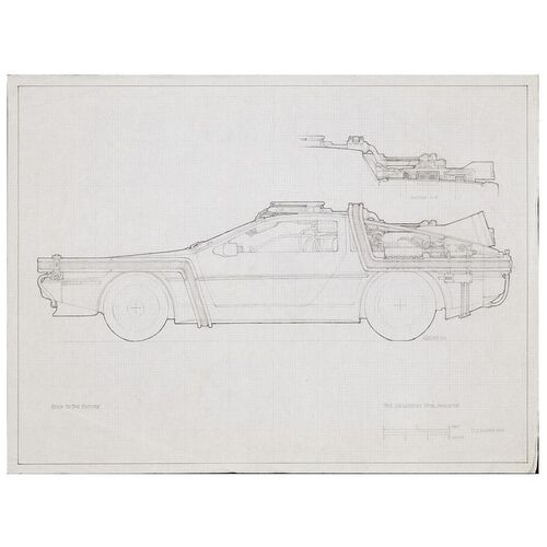 Lot #18 - Hand-Drawn Ron Cobb Exterior DeLorean Time Machine Concept Art ### BACK TO THE FUTURE (1985)