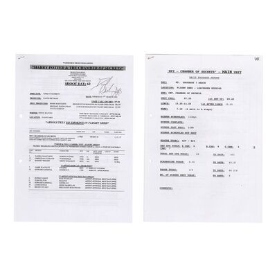 Lot #128 - Daniel Radcliffe-Autographed Shooting Schedules ### HARRY POTTER AND THE CHAMBER OF SECRETS (2002)