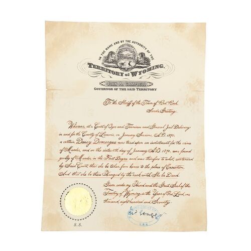 Lot #136 - Daisy Domergue's (Jennifer Jason Leigh) Warrant ### THE HATEFUL EIGHT (2015)