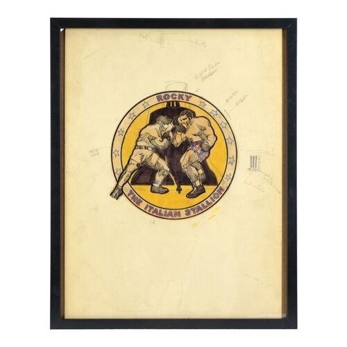Lot #290 - Framed Hand-Illustrated "Italian Stallion" Robe Logo Concept Artwork ### ROCKY FRANCHISE (1976 - 2023)