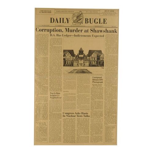 Lot #306 - Framed "Corruption, Murder at Shawshank" Newspaper ### THE SHAWSHANK REDEMPTION (1994)