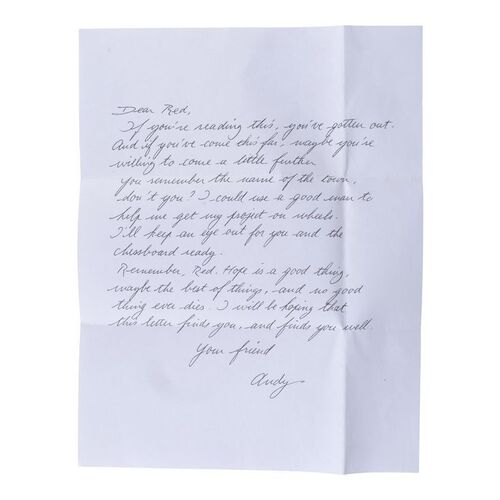 Lot #308 - Andy Dufresne's (Tim Robbins) Letter to Ellis Boyd "Red" Redding (Morgan Freeman) ### THE SHAWSHANK REDEMPTION (1994)