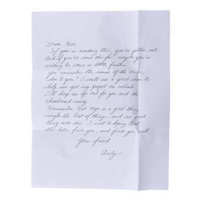 Lot #308 - Andy Dufresne's (Tim Robbins) Letter to Ellis Boyd "Red" Redding (Morgan Freeman) ### THE SHAWSHANK REDEMPTION (1994)