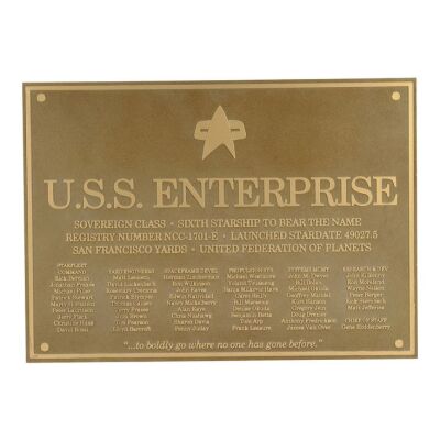 Lot #332 - Back-Up USS Enterprise-E Dedication Plaque ### STAR TREK: INSURRECTION (1998)