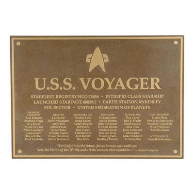 Lot #353 - Back-Up USS Voyager Dedication Plaque ### STAR TREK: VOYAGER (1995-2001)