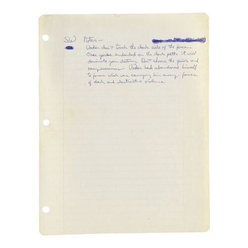 Lot #390 - George Lucas' Handwritten Darth Vader Character Notes ### STAR WARS: THE EMPIRE STRIKES BACK (1980)