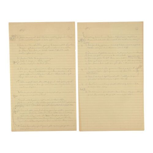 Lot #392 - George Lucas' Handwritten Act I, Act II and Act III Story Outline Pages ### STAR WARS: RETURN OF THE JEDI (1983)