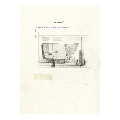 Lot #403 - Hand-Drawn Ralph McQuarrie Sandcrawler Concept Sketch ### STAR WARS: THE MOS EISLEY CANTINA POP-UP BOOK (1995)
