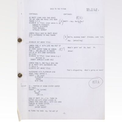 Lot #485 - Annotated Revised Continuity Editor Script ### BACK TO THE FUTURE (1985)
