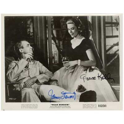Lot #553 - Grace Kelly and James Stewart-Autographed Promotional Still ### REAR WINDOW (1954)