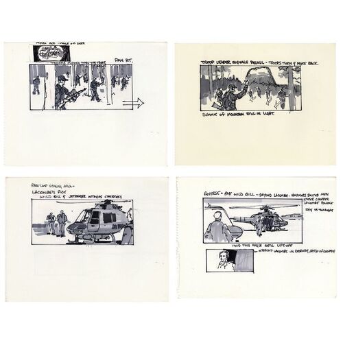Lot #559 - Set of Four Hand-Drawn George Jenson Devil's Tower Chase VFX Storyboard Pages ### CLOSE ENCOUNTERS OF THE THIRD KIND (1977)