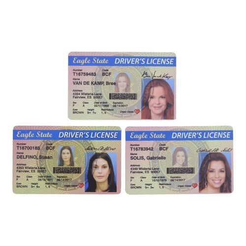 Lot #571 - Susan Delfino (Teri Hatcher), Bree Van De Kamp (Marcia Cross), and Gabrielle Solis' (Eva Longoria) Driver's Licenses ### DESPERATE HOUSEWIVES (2004-2012)