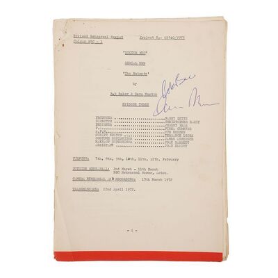 Lot #580 - Autographed Revised Rehearsal Script ### DOCTOR WHO: THE MUTANTS (S9 E17) (1972)