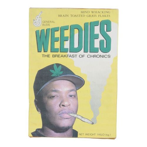Lot #585 - Weedies Cereal Box ### DON'T BE A MENACE TO SOUTH CENTRAL WHILE DRINKING YOUR JUICE IN THE HOOD (1996)