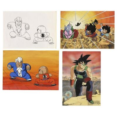 Lot #587 - Set of Three Hand-Painted Illustration Cels with Backgrounds and Hand-Drawn Line Art ### DRAGON BALL FRANCHISE (1984 - PRESENT)